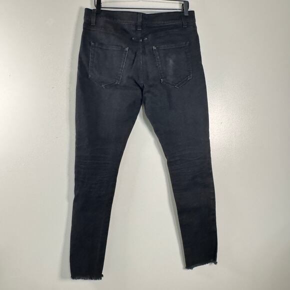 YSL Saint Laurent D10 Men's Black Raw Hem Mid Rise Relaxed Slim Jeans Size 34 - Picture 6 of 16